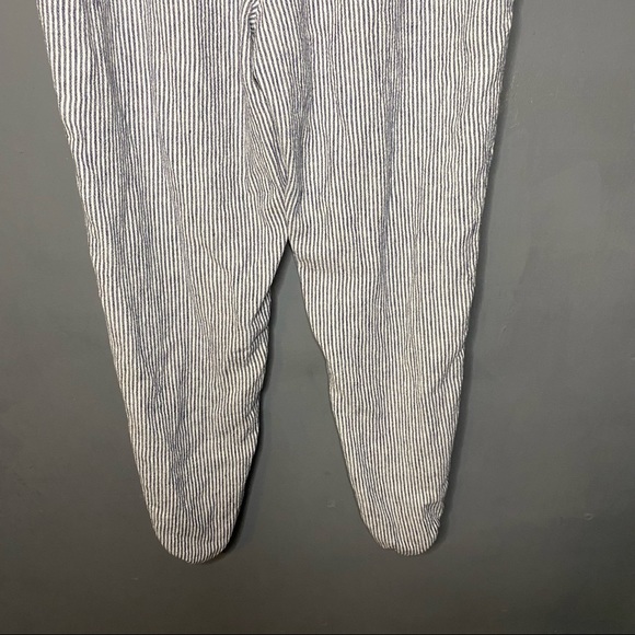 Ellen Tracy Linen Wide Leg Cropped Striped Pants - Picture 6 of 9